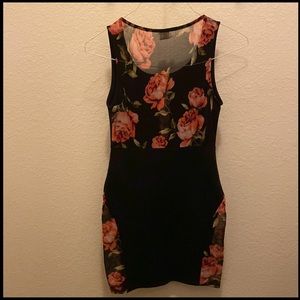 Black and floral, elegant dress for summer